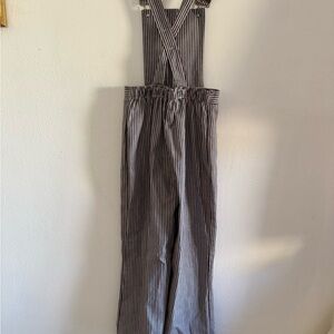 Vintage Striped Overalls with Cross Back